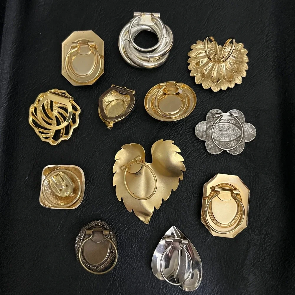 Vintage Scarf Clip Lot 12pc Gold Silver Tone Faux Pearl Black Green Whimsigoth